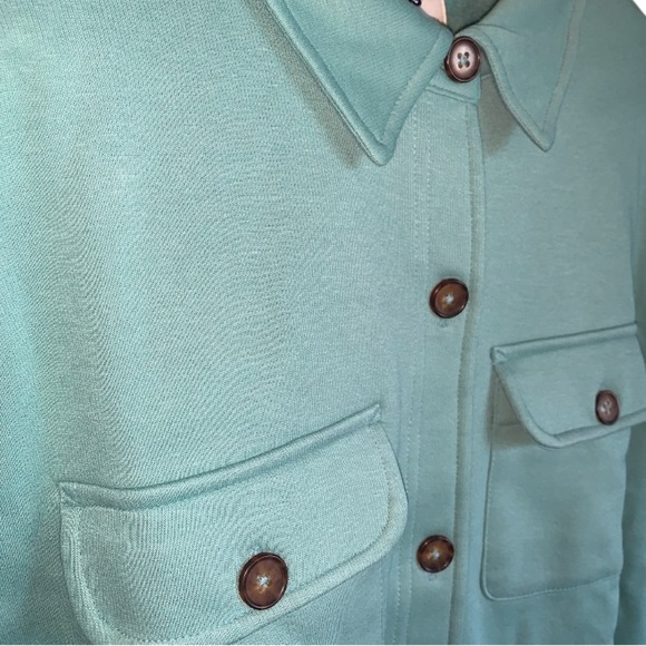 LANDSEND Wms Plus Serious Sweats Sweatshirt Shirt Jacket, Shacket - Picture 4 of 4